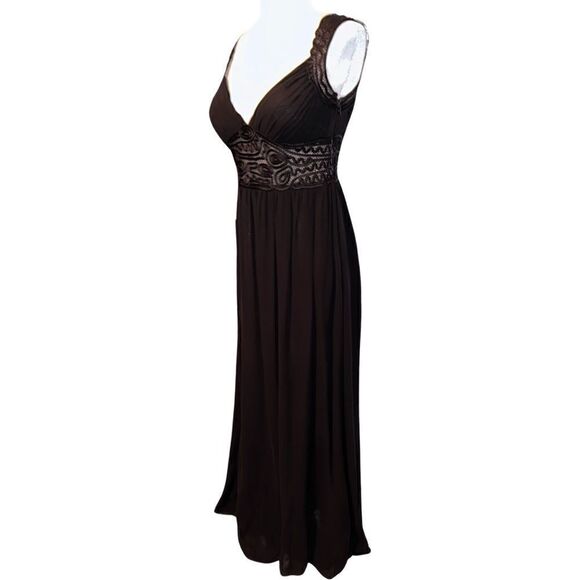 BCBGMaxAzria Flowing Silk Black Formal Maxi Length Dress Size 8 - Picture 1 of 8